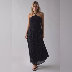 UO Daisy Street Polka Dot High Neck Halter Maxi Dress